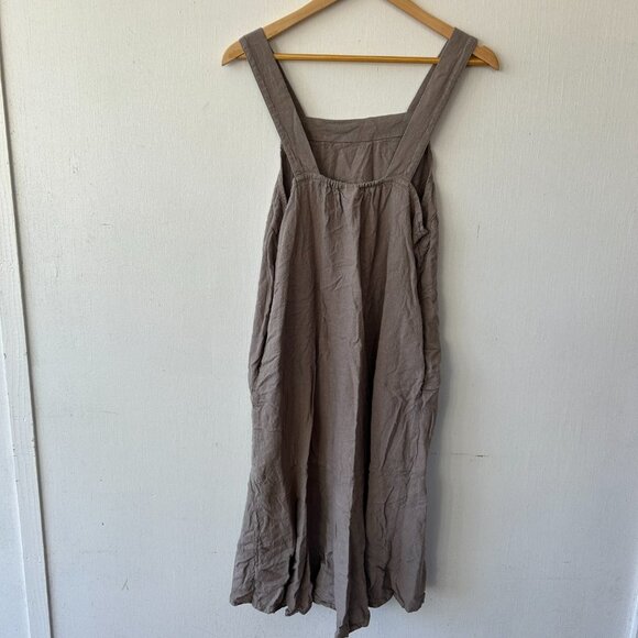Prologue Mini Dress Womens Medium Gray Lagenlook Linen Blend Tank Straps Boxy - Picture 5 of 6